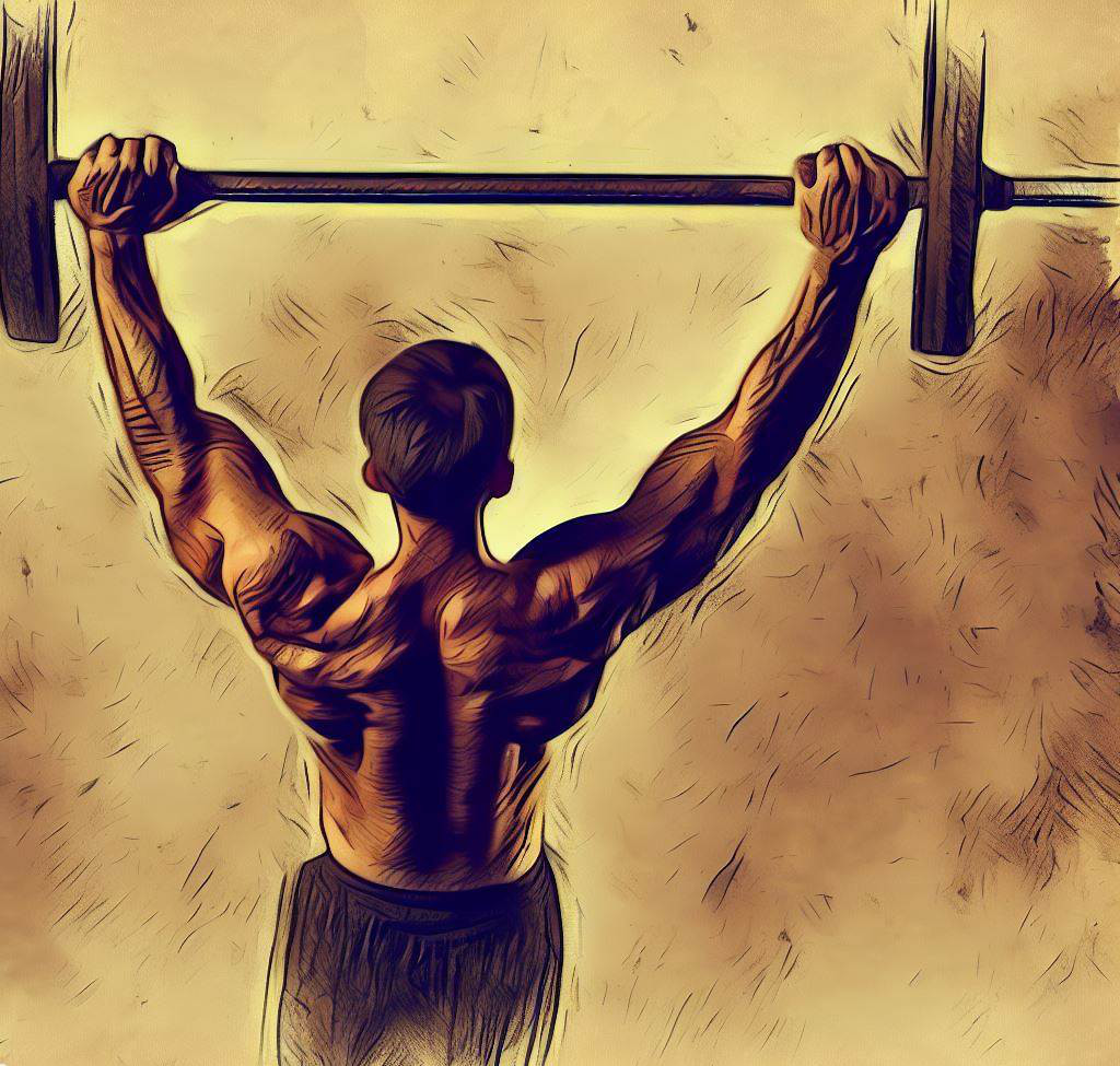 drawing of someone lifting a barbell